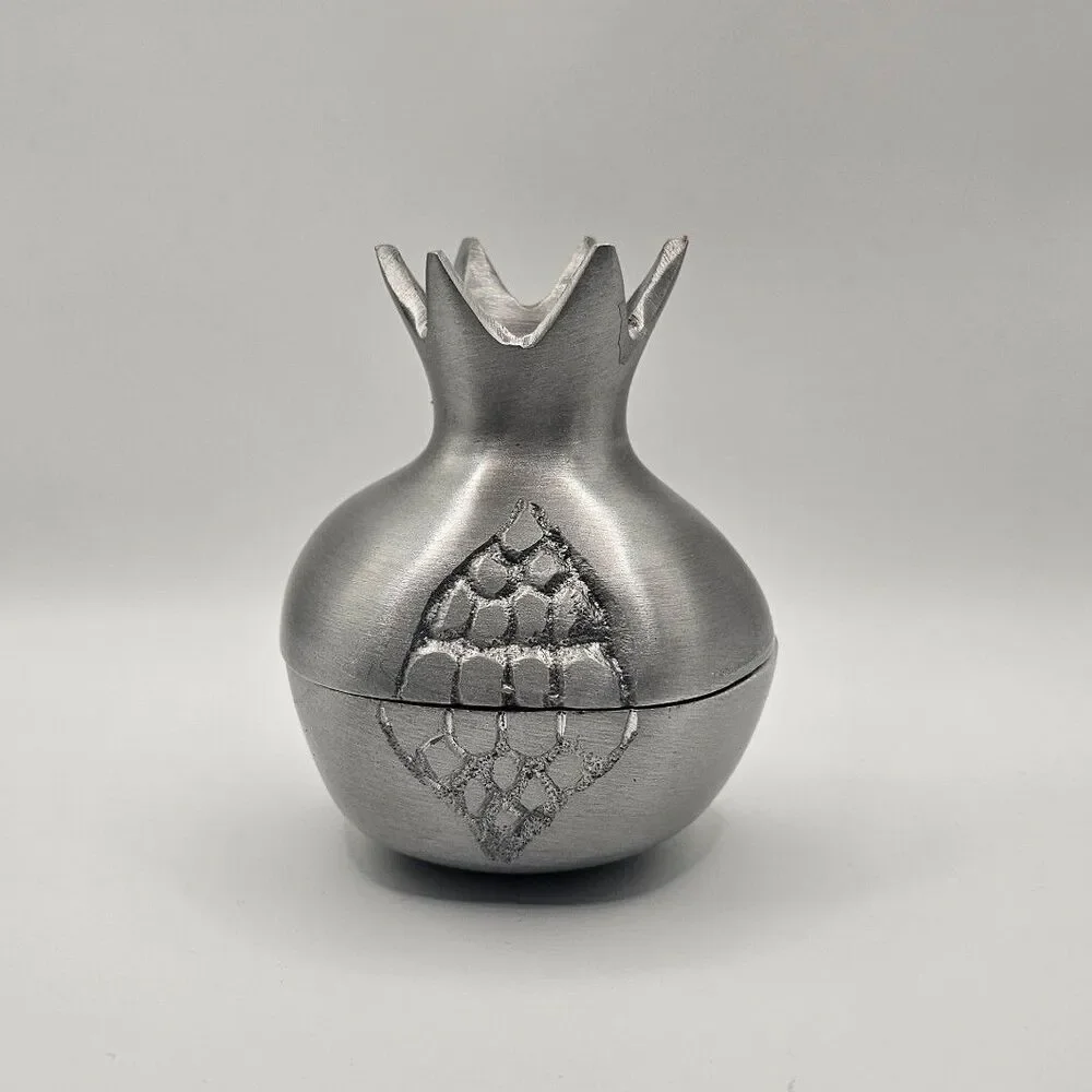 Vintage Yair Emanuel Aluminum Pomegranate Shaped Honey Dish